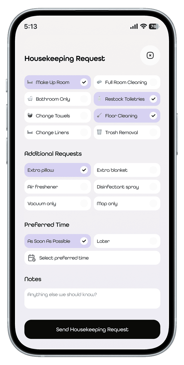 Request detail app screen